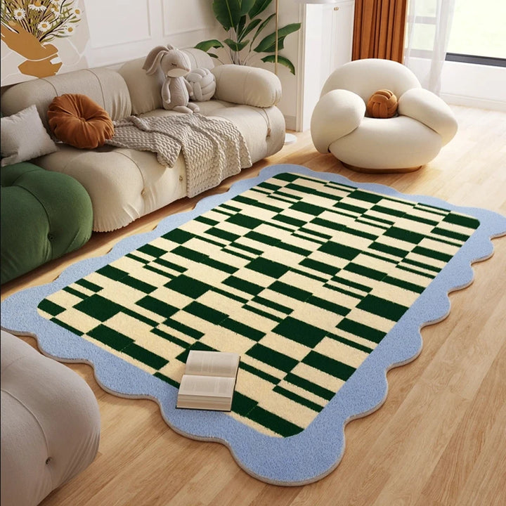 Carpets for Living Room Plaid Children Bedroom Fluffy Rug Home Decoration Cloakroom IG Floral Plush Mats ковер Tapete Tapis 러그