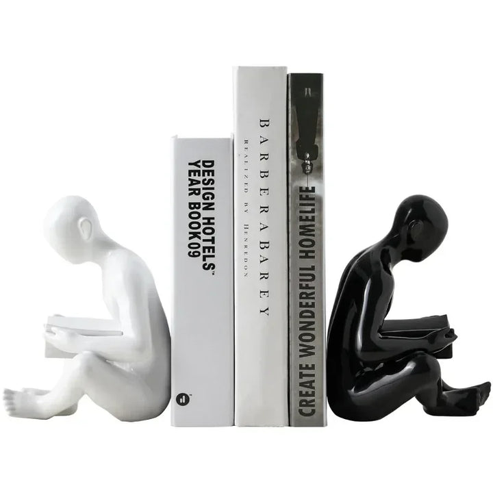 Nordic Creative Reading Statues Desktop Decor Art Bookends Ceramic Book Holder Study Office Desktop Home Decoration Book Stand