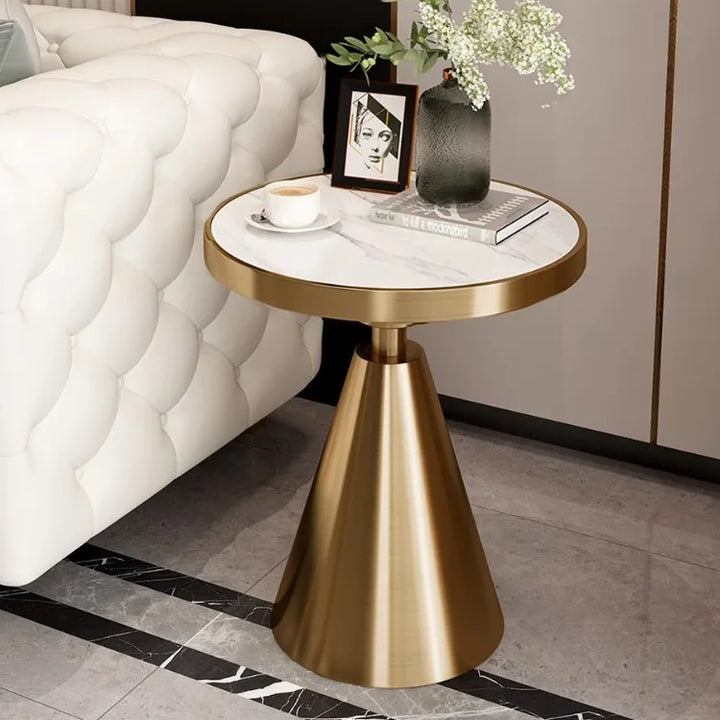 Nordic Small Coffee Tables Modern Living Room Mobile Round Table Rock Slab Tabletop Sofa Side Table Home  Luxury Furniture