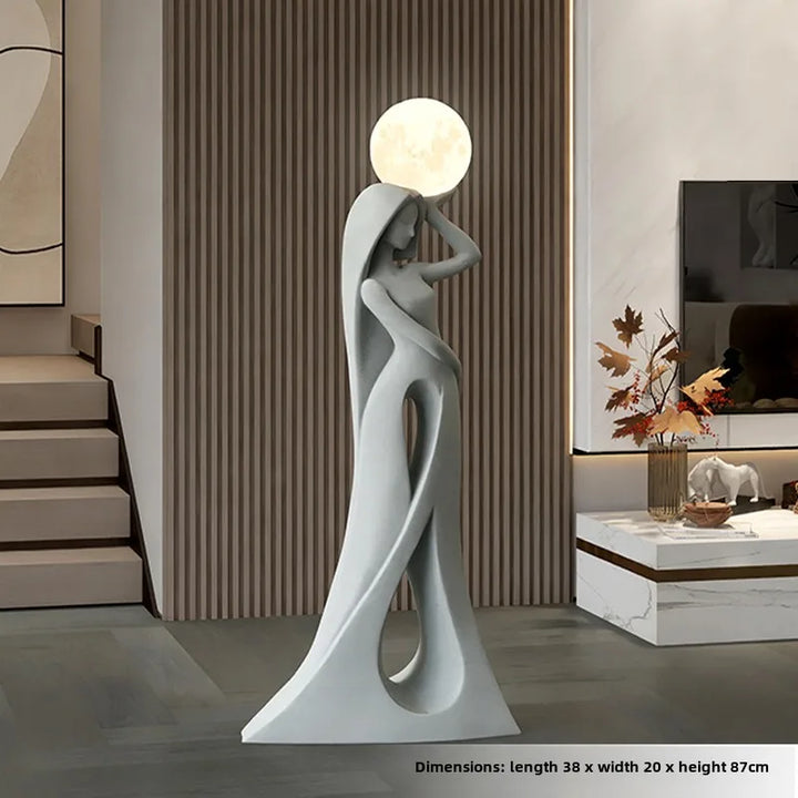 Modern Abstract Girl Art Sculpture Ornament Indoor Home Decor Luminous Figure Statue Living Room Floor Resin Flocking Crafts