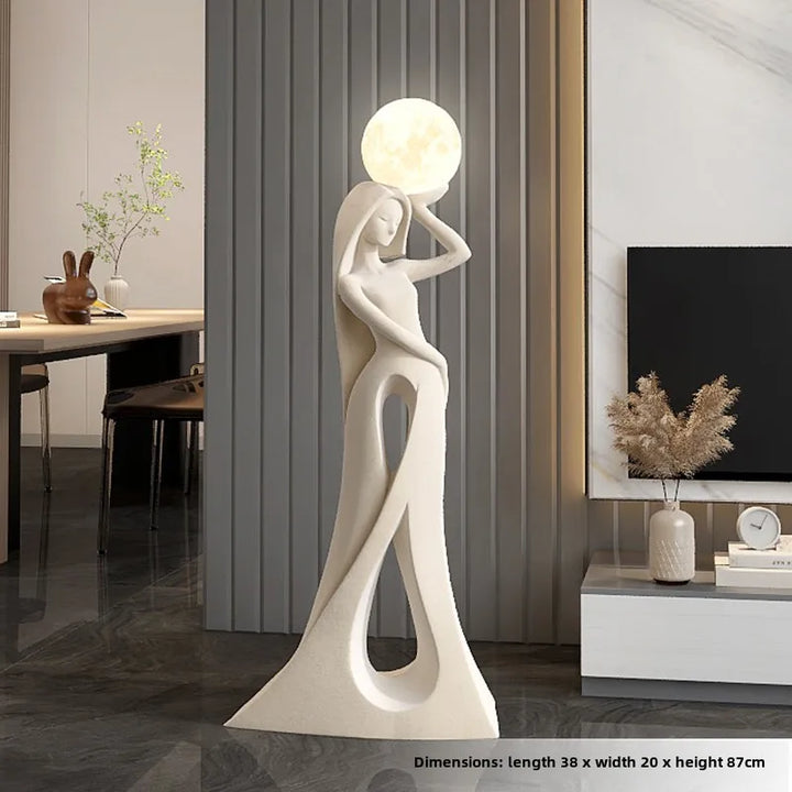 Modern Abstract Girl Art Sculpture Ornament Indoor Home Decor Luminous Figure Statue Living Room Floor Resin Flocking Crafts