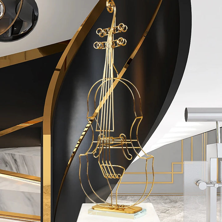 Modern Luxury Violin Model Metal Ornaments Metal Statue Crafts Porch TV Cabinet Living Room Home Decoration Office Furnishings