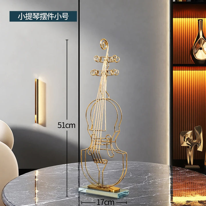 Modern Luxury Violin Model Metal Ornaments Metal Statue Crafts Porch TV Cabinet Living Room Home Decoration Office Furnishings