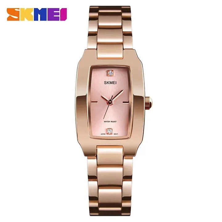 SKMEI 1400 Ladies Casual Dress Luxury Silver Ladies Rhinestone Waterproof Relogio Feminino Quartz Watch Fashion Thin Watches