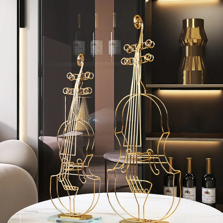 Modern Luxury Violin Model Metal Ornaments Metal Statue Crafts Porch TV Cabinet Living Room Home Decoration Office Furnishings