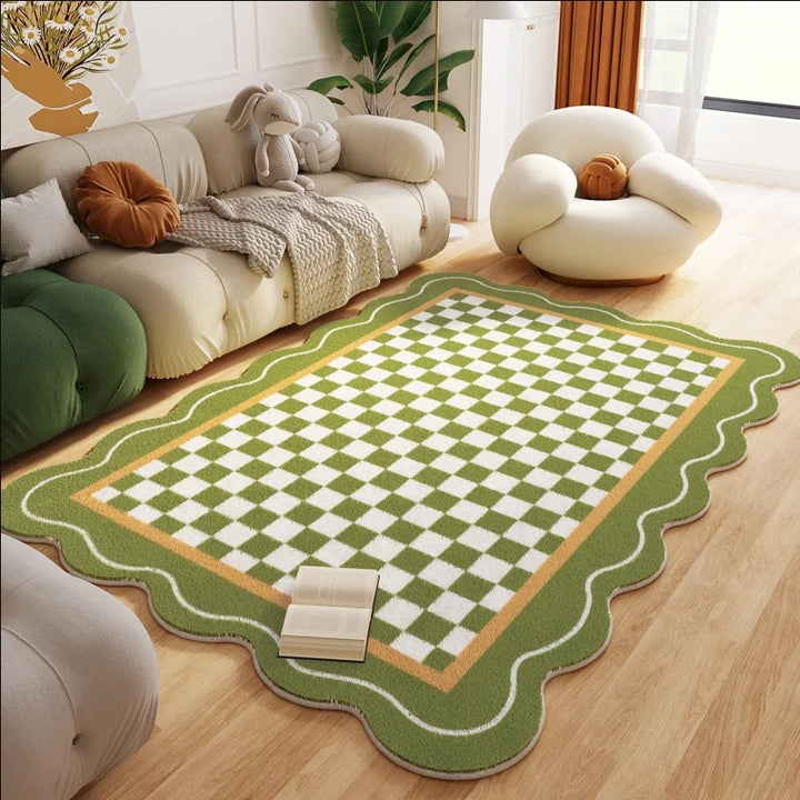 Carpets for Living Room Plaid Children Bedroom Fluffy Rug Home Decoration Cloakroom IG Floral Plush Mats ковер Tapete Tapis 러그