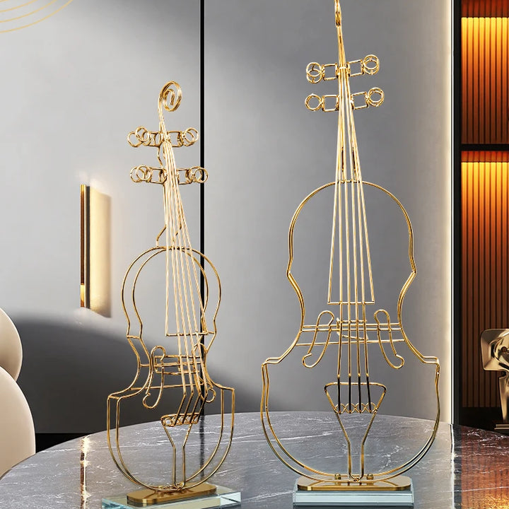 Modern Luxury Violin Model Metal Ornaments Metal Statue Crafts Porch TV Cabinet Living Room Home Decoration Office Furnishings