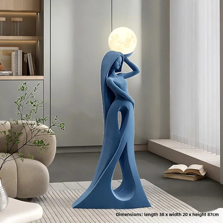 Modern Abstract Girl Art Sculpture Ornament Indoor Home Decor Luminous Figure Statue Living Room Floor Resin Flocking Crafts