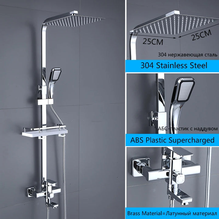 OXG Black Rain Shower Faucet Set,Bathroom Faucet Set, Bidet Faucet,Shower Shelf,Rotatable Spout Faucet ,Height Can Be Extende