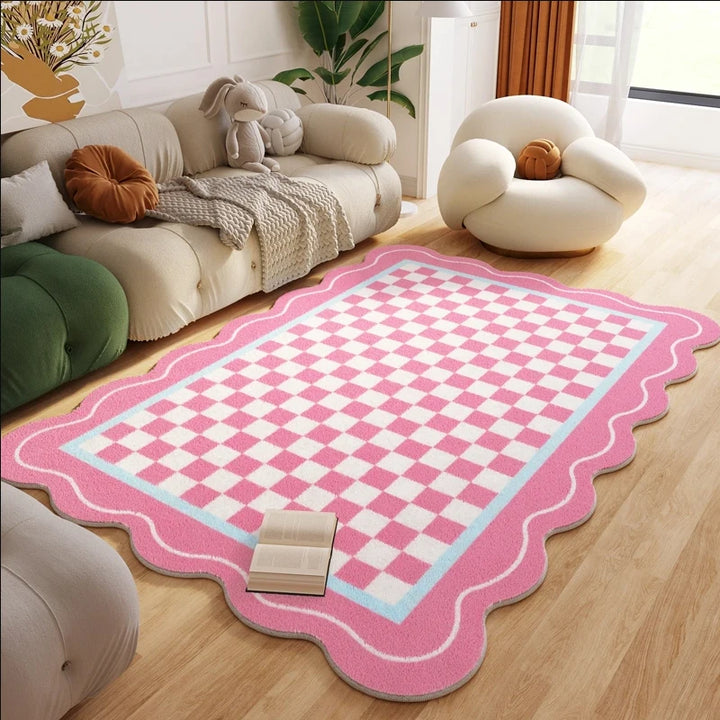 Carpets for Living Room Plaid Children Bedroom Fluffy Rug Home Decoration Cloakroom IG Floral Plush Mats ковер Tapete Tapis 러그