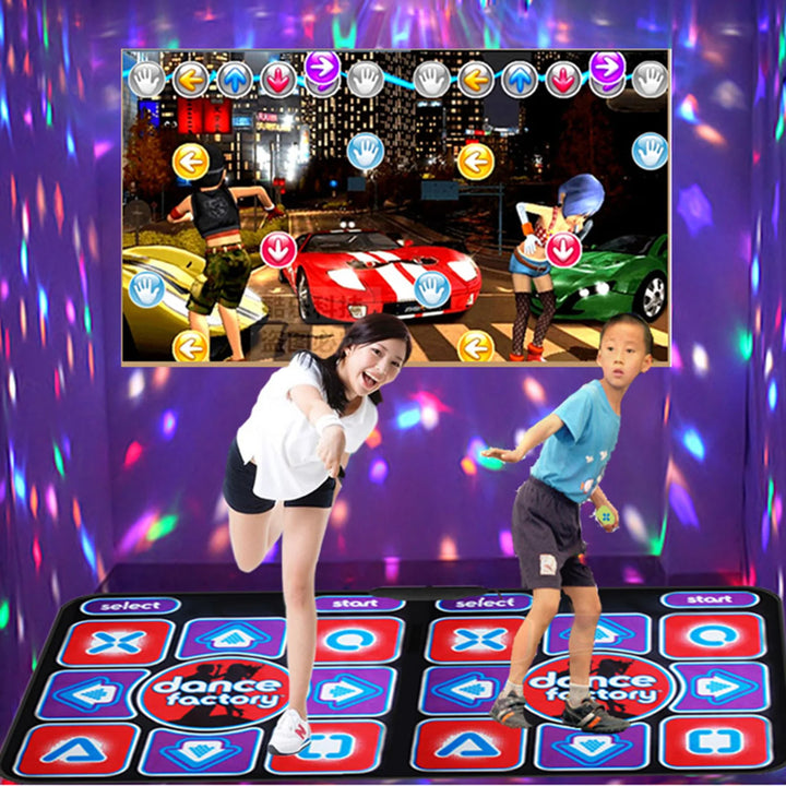 Double Dancing Mat Double User Wired Dance Mat Family Music Game Mat Non-Slip with 2 Remote Controller Multi-Function For PC TV