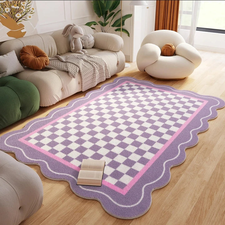 Carpets for Living Room Plaid Children Bedroom Fluffy Rug Home Decoration Cloakroom IG Floral Plush Mats ковер Tapete Tapis 러그