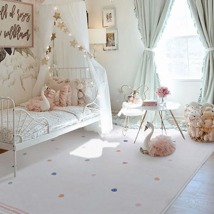 Children's Room Carpet Cute Soft Round Tassel Floor Mat Large Area Living Room Bedroom IG Decoration Polka Dots Rug ковер 러그