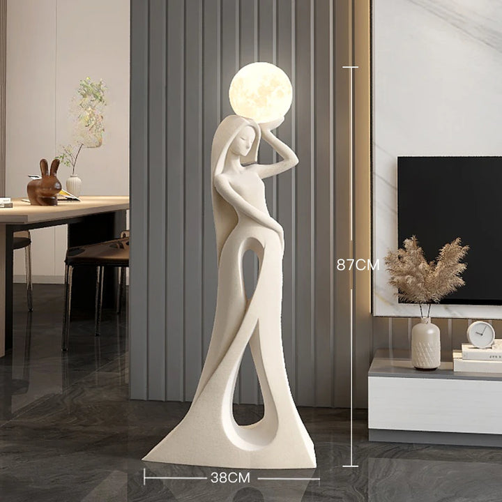 Modern Abstract Girl Art Sculpture Ornament Indoor Home Decor Luminous Figure Statue Living Room Floor Resin Flocking Crafts