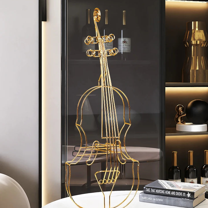 Modern Luxury Violin Model Metal Ornaments Metal Statue Crafts Porch TV Cabinet Living Room Home Decoration Office Furnishings