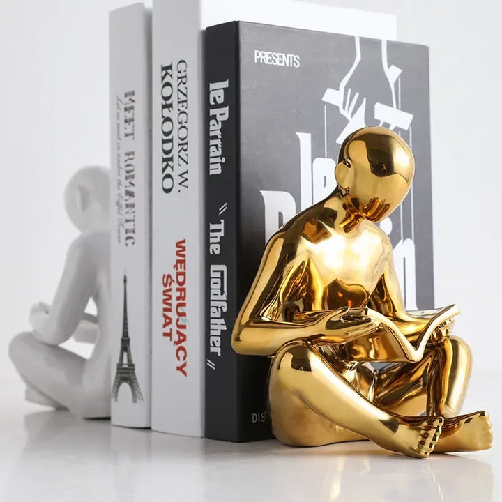 Nordic Creative Reading Statues Desktop Decor Art Bookends Ceramic Book Holder Study Office Desktop Home Decoration Book Stand