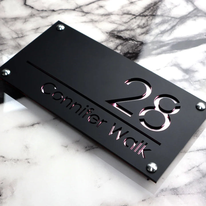 Personalised Outdoor House Number Sign Custom Modern Laser Cut 3D Acrylic Exterior House Wall Plaque Matte Black/Bright White