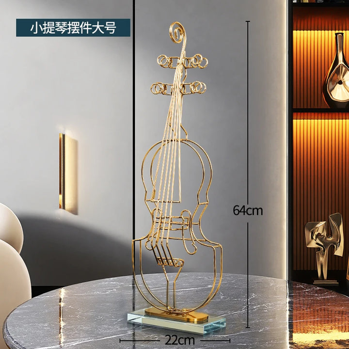 Modern Luxury Violin Model Metal Ornaments Metal Statue Crafts Porch TV Cabinet Living Room Home Decoration Office Furnishings