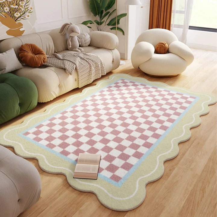 Carpets for Living Room Plaid Children Bedroom Fluffy Rug Home Decoration Cloakroom IG Floral Plush Mats ковер Tapete Tapis 러그