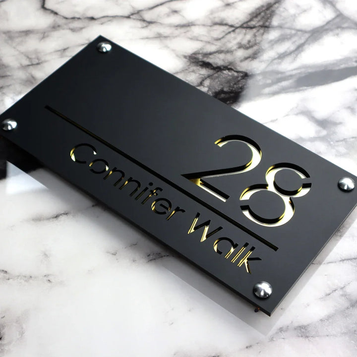 Personalised Outdoor House Number Sign Custom Modern Laser Cut 3D Acrylic Exterior House Wall Plaque Matte Black/Bright White