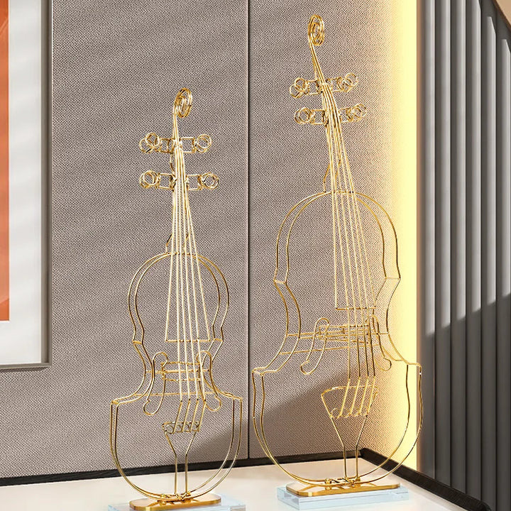 Modern Luxury Violin Model Metal Ornaments Metal Statue Crafts Porch TV Cabinet Living Room Home Decoration Office Furnishings